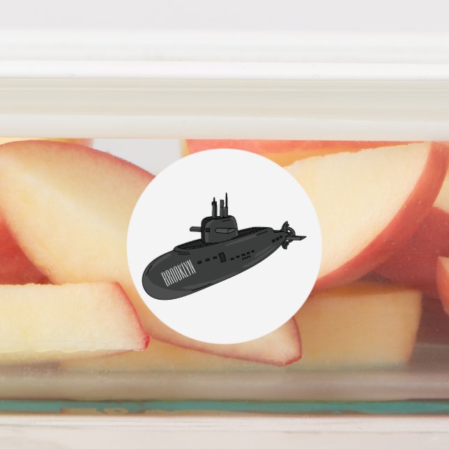 Submarine cartoon illustration  labels (Affixed)