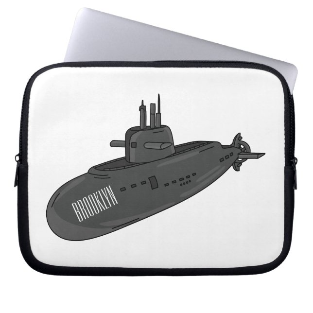 Submarine cartoon illustration  laptop sleeve (Front)