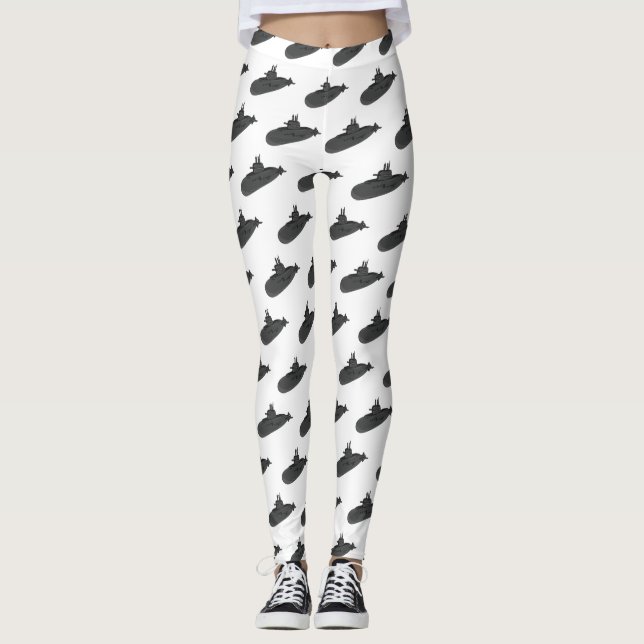 Submarine cartoon illustration  leggings (Front)
