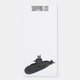 Submarine cartoon illustration magnetic notepad