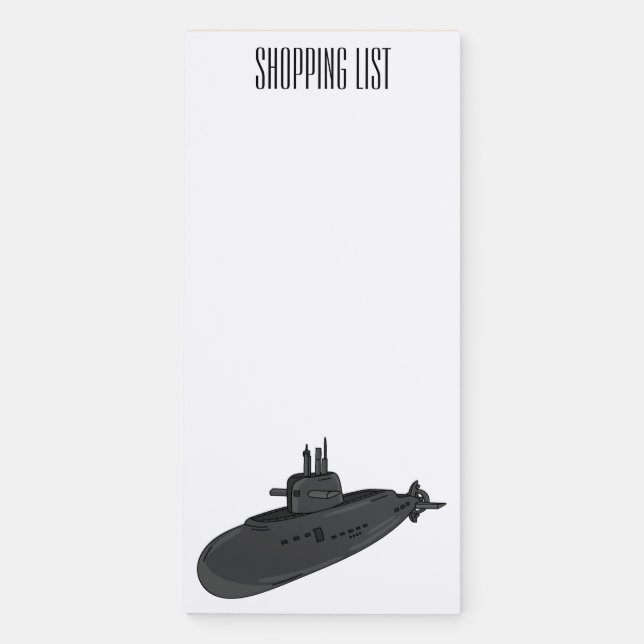 Submarine cartoon illustration  magnetic notepad (Front)