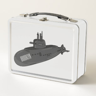 Submarine cartoon illustration metal lunch box