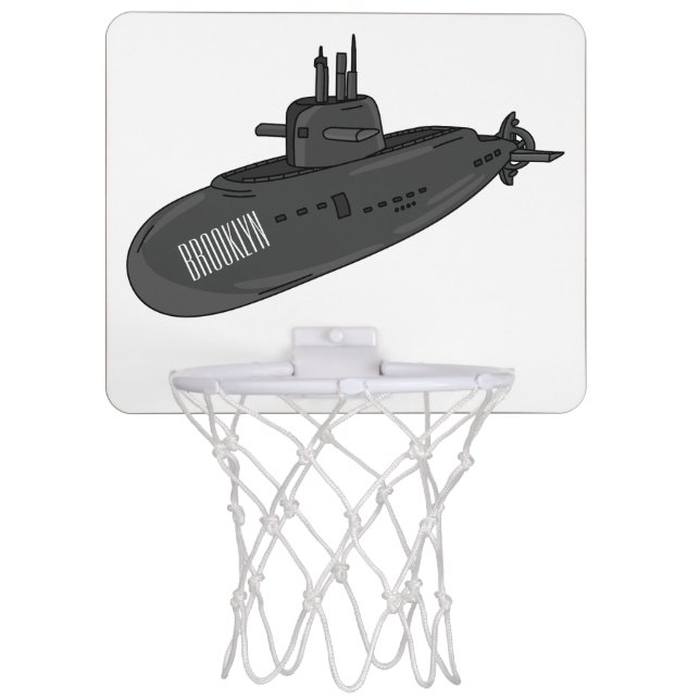 Submarine cartoon illustration mini basketball hoop (Front)