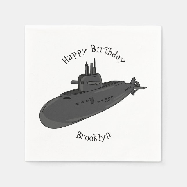 Submarine cartoon illustration napkins (Front)