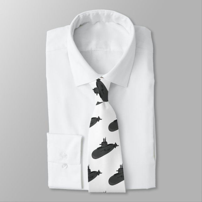 Submarine cartoon illustration neck tie (Tied)