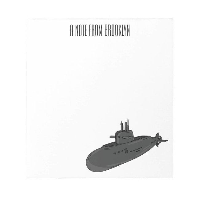 Submarine cartoon illustration  notepad (Front)