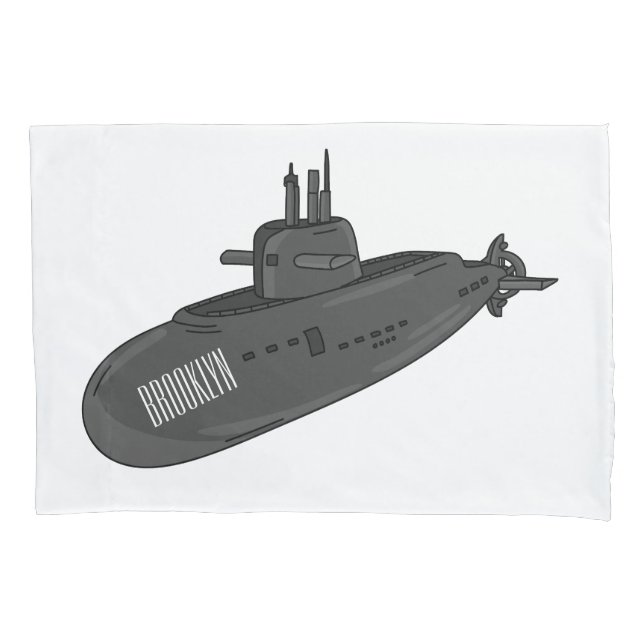 Submarine cartoon illustration pillow case (Front)