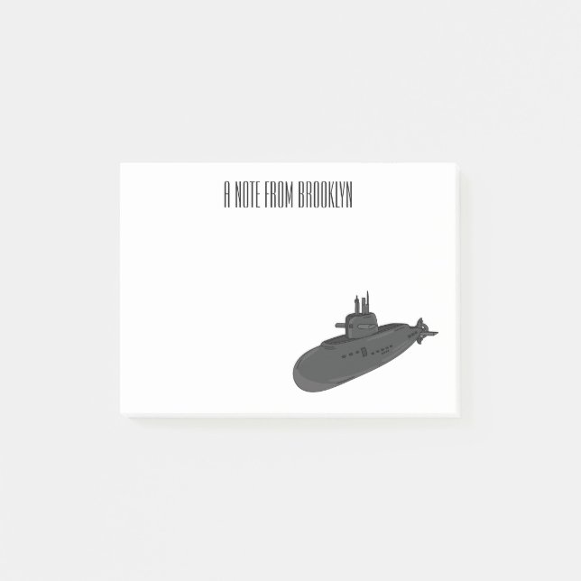 Submarine cartoon illustration post-it notes (Front)