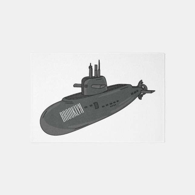 Submarine cartoon illustration rug (Front)