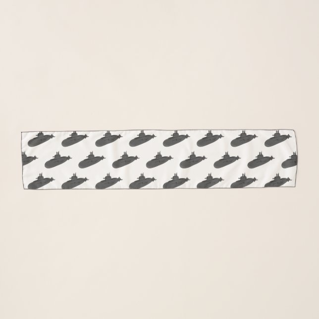 Submarine cartoon illustration scarf (Front (Horizontal))