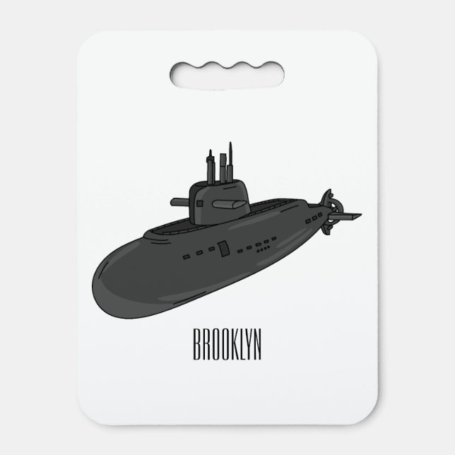 Submarine cartoon illustration seat cushion (Front Vertical)