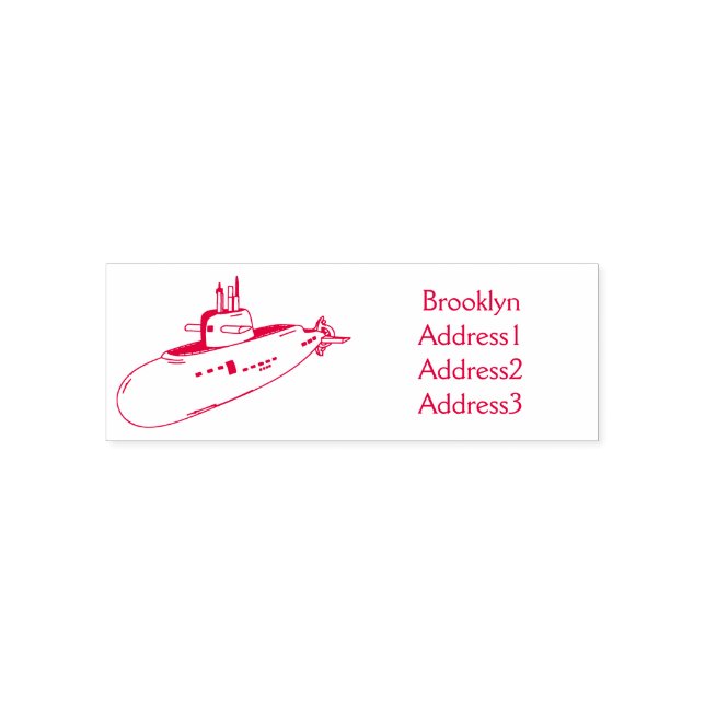 Submarine cartoon illustration self-inking stamp (Design)