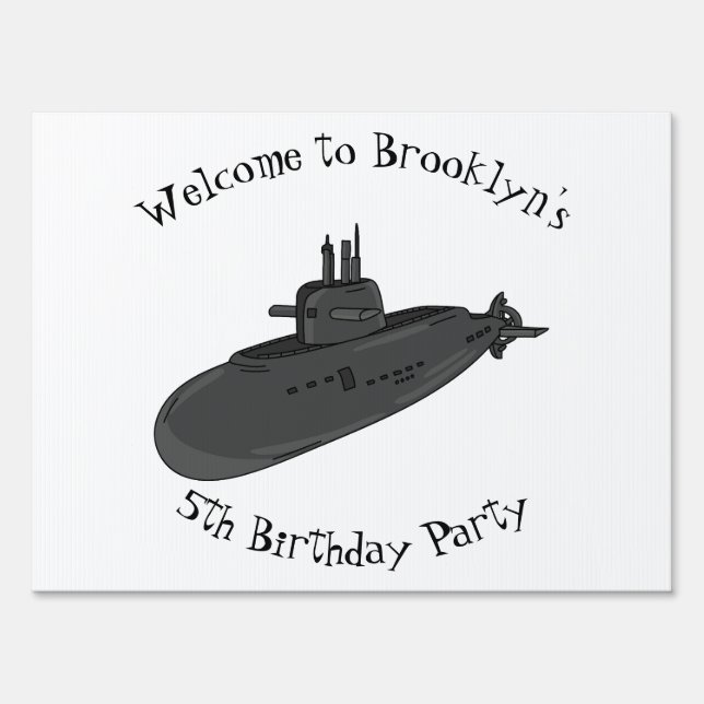 Submarine cartoon illustration sign (Front)