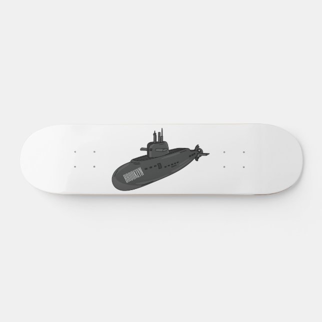 Submarine cartoon illustration  skateboard (Horz)