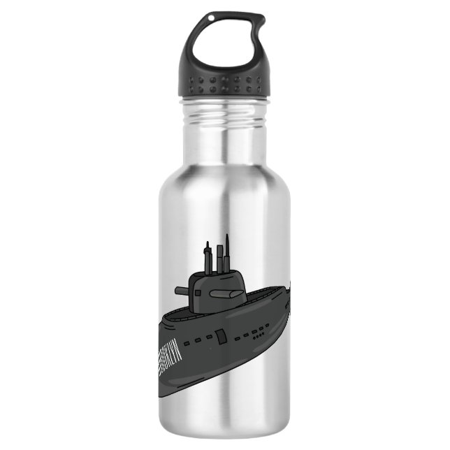 Submarine cartoon illustration stainless steel water bottle (Front)