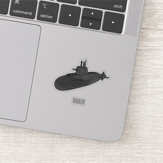 Submarine cartoon illustration sticker (Detail)