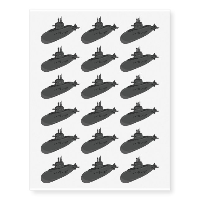 Submarine cartoon illustration  temporary tattoos (Front)