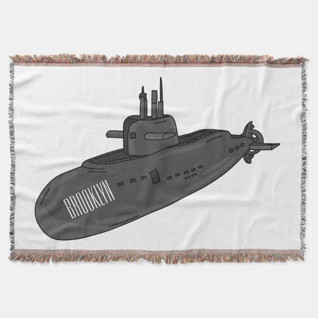 Submarine cartoon illustration  throw blanket (Front)