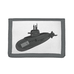 Submarine cartoon illustration tri-fold wallet