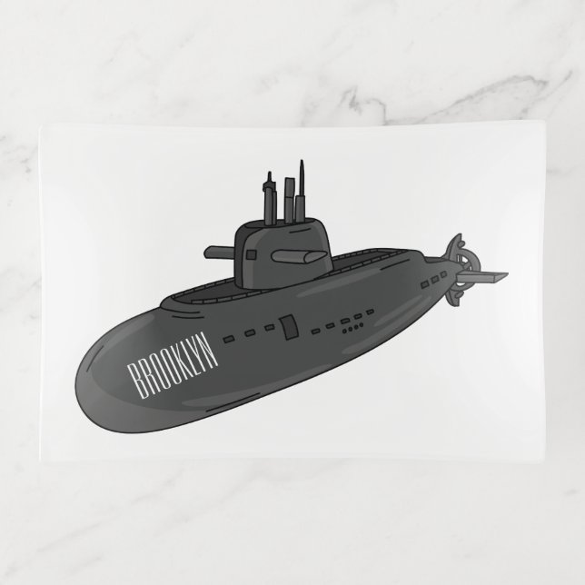 Submarine cartoon illustration trinket tray (Front)