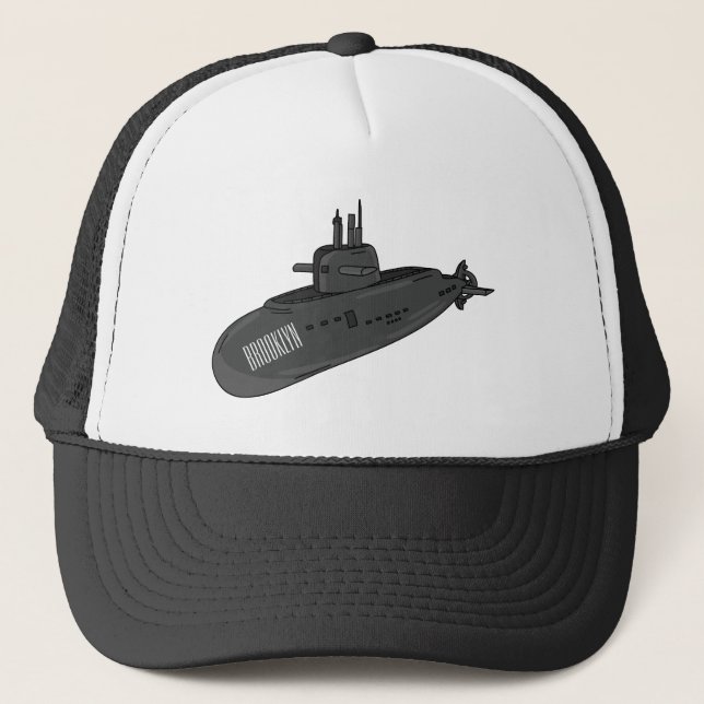 Submarine cartoon illustration  trucker hat (Front)