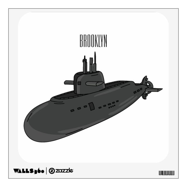 Submarine cartoon illustration wall decal (Front)
