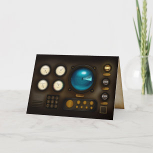 Submarine Control Panel Sonar Display Steampunk Card