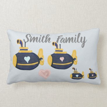 Submarine family 2 kids customize name lumbar pillow Submarine family 2 kids customize name lumbar pillow