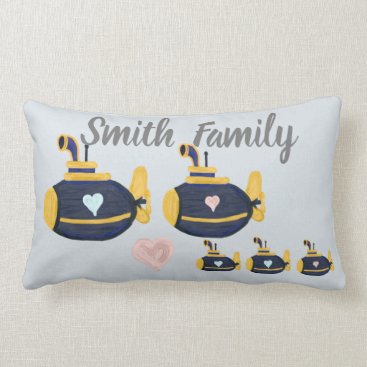 Submarine family 3 kids customize name pillow for Submarine family 3 kids customize name pillow for