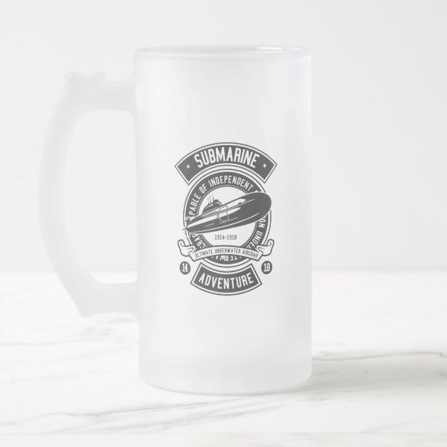Submarine Frosted Glass Beer Mug (Left)