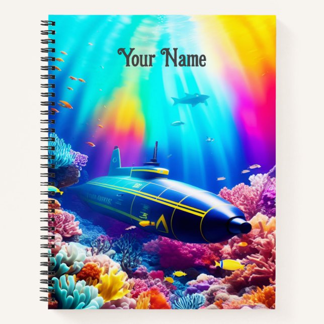 Submarine in Beautiful Ocean Notebook (Front)