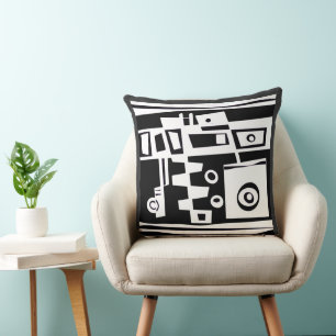 Submarine Life Brown Purple White Black Throw Pillow