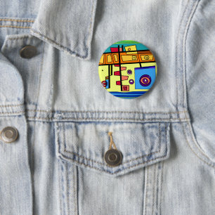 Submarine Life Orange Yellow Blue Green Button