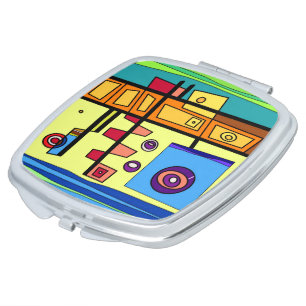 Submarine Life Orange Yellow Blue Green Compact Mirror