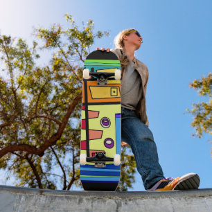 Submarine Life Orange Yellow Blue Green Skateboard