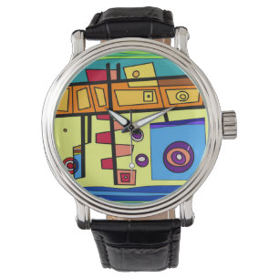 Submarine Life Orange Yellow Blue Green Watch