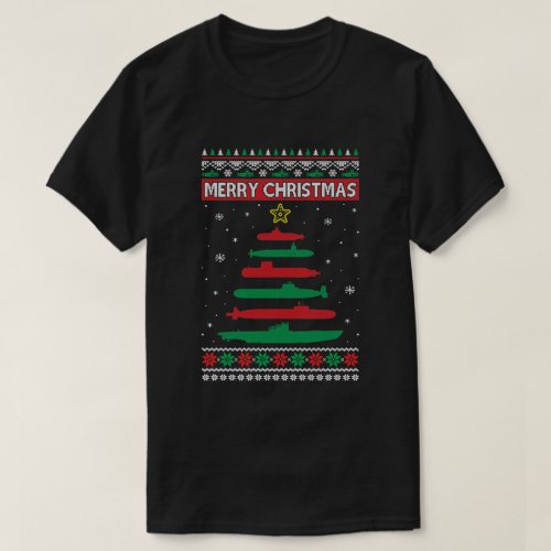 Submarine Military Tree Funny Christmas Ugly Xmas T_Shirt