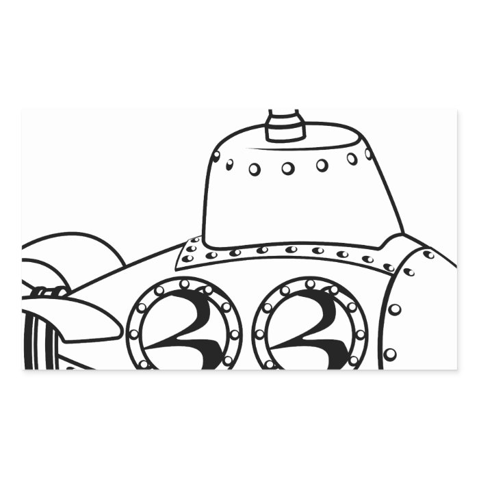 Submarine monochrome cartoon rectangle stickers