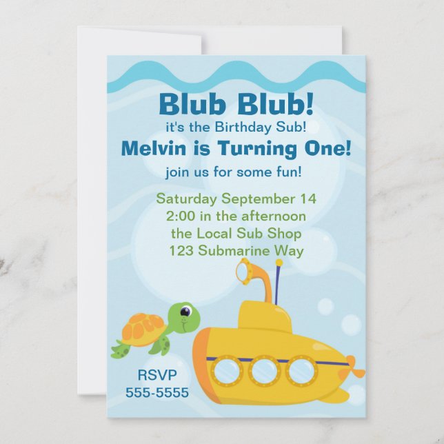 Submarine Party Invitation (Front)