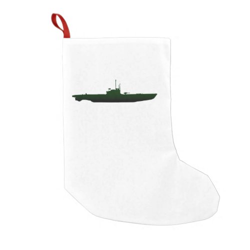 Submarine Silhouette On White Small Christmas Stocking