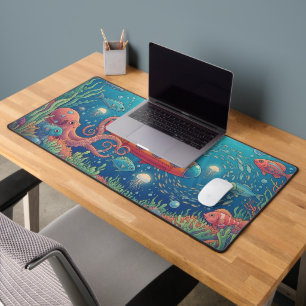 Submarine Voyage - Retro Underwater Exploration Desk Mat