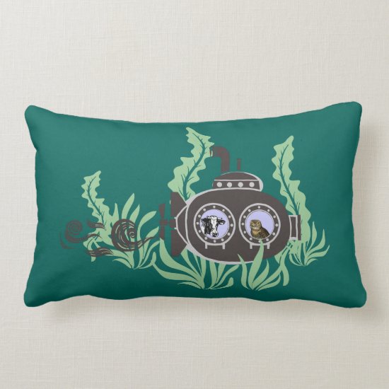 Submarine with Cow and Owl Inside Lumbar Pillow
