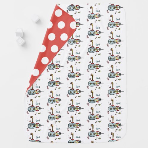 Submarine with Red Back  White Spots  Baby Blanket