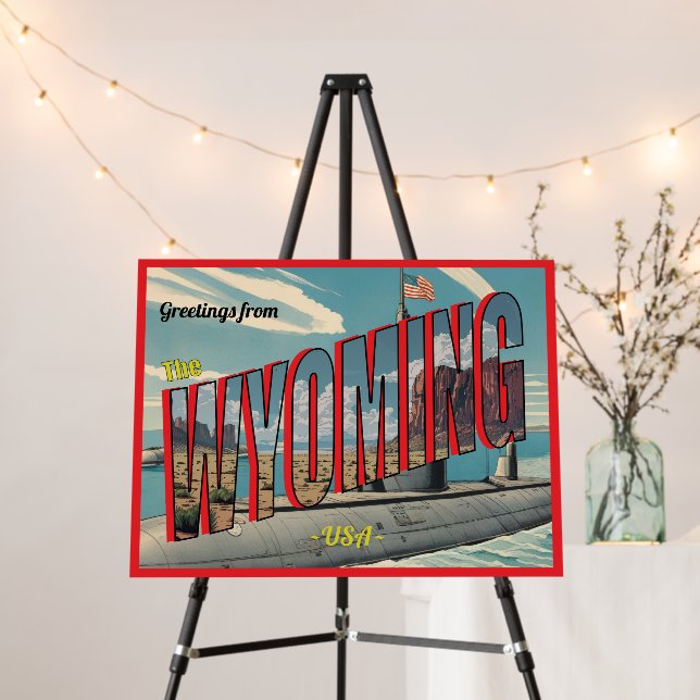Submarine Wyoming For USA Retro Postcard Foam Board (In Situ (Stand))