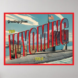 Submarine Wyoming For USA Retro Postcard Poster