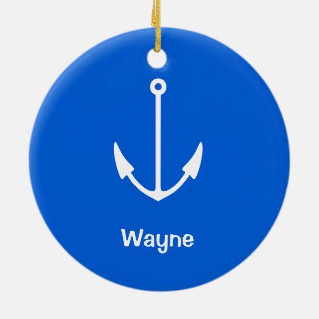 Submarine Your Text Anchor Ceramic Ornament (Back)