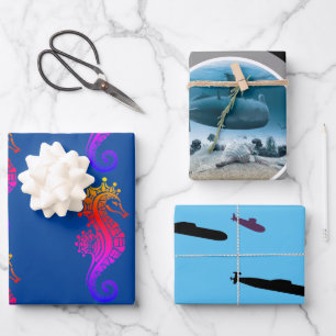 Submariner Wrapping Paper Flat Sheet Set of 3