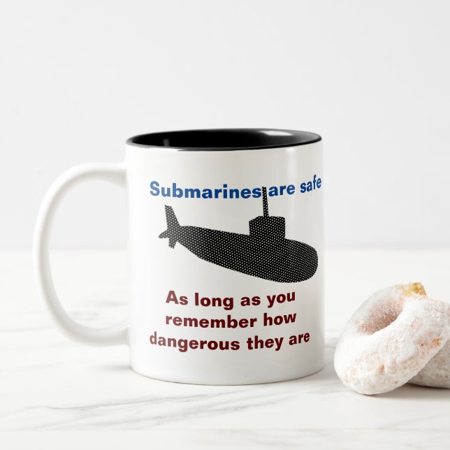 Submarines are safe Two-Tone coffee mug (With Donut)