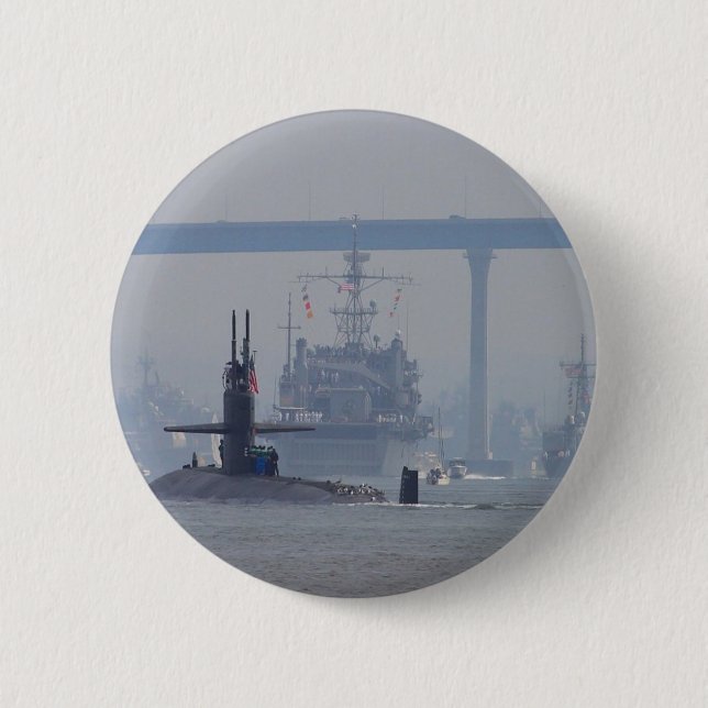 Submarines Subs Nuclear Ships Navy Pinback Button (Front)