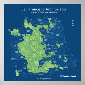 Submerged San Francisco streetmap 36x36" 200ft Poster